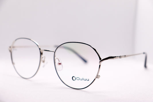 Oval Silver & Black Eyeglasses - 7408 image 1