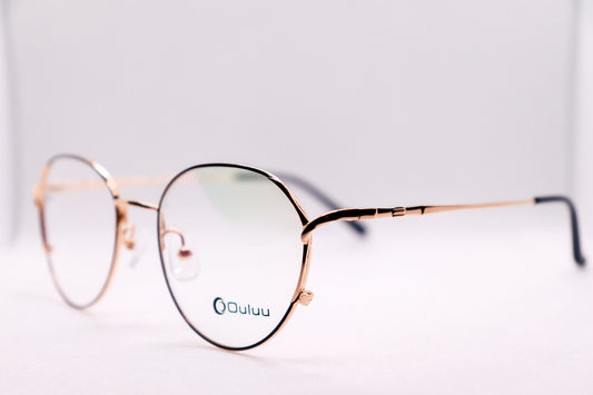 Oval Black & Gold Eyeglasses - 7408 image 1
