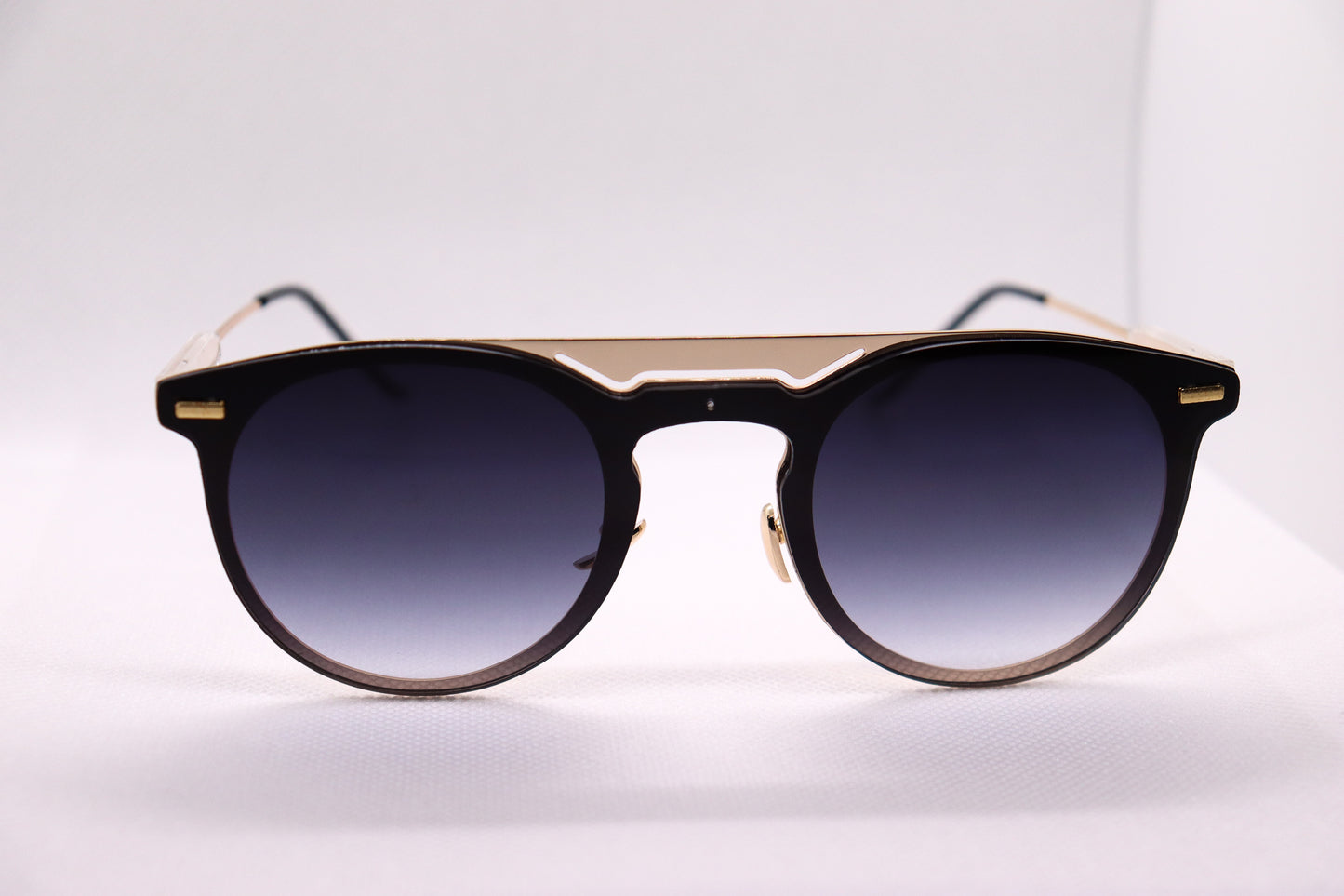 Double Bridged Black & Gold Sunglasses - 3680 image 0