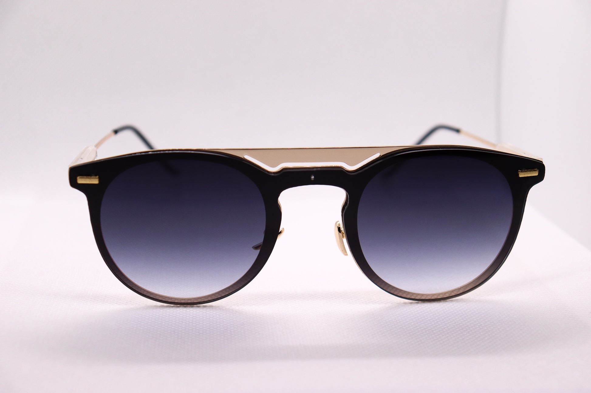 Double Bridged Black & Gold Sunglasses - 3680 image 0