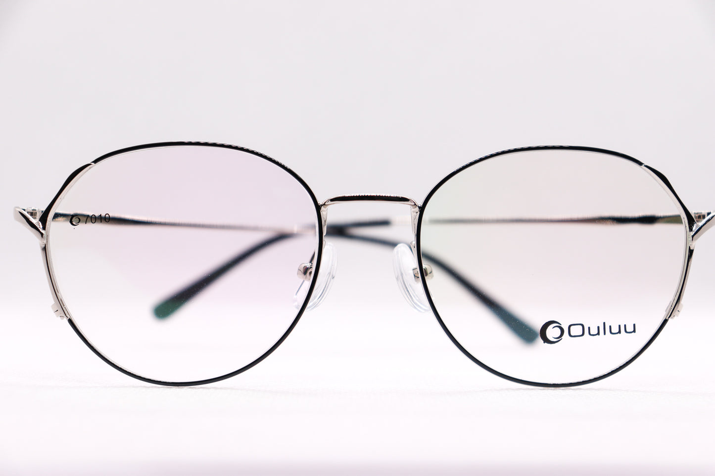 Oval Silver & Black Eyeglasses - 7408 image 3