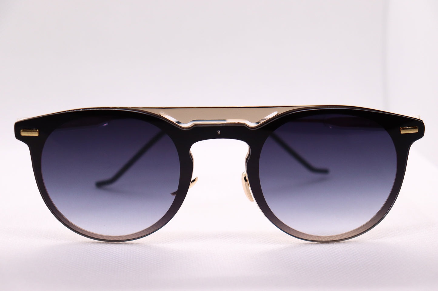 Double Bridged Black & Gold Sunglasses - 3680 image 6