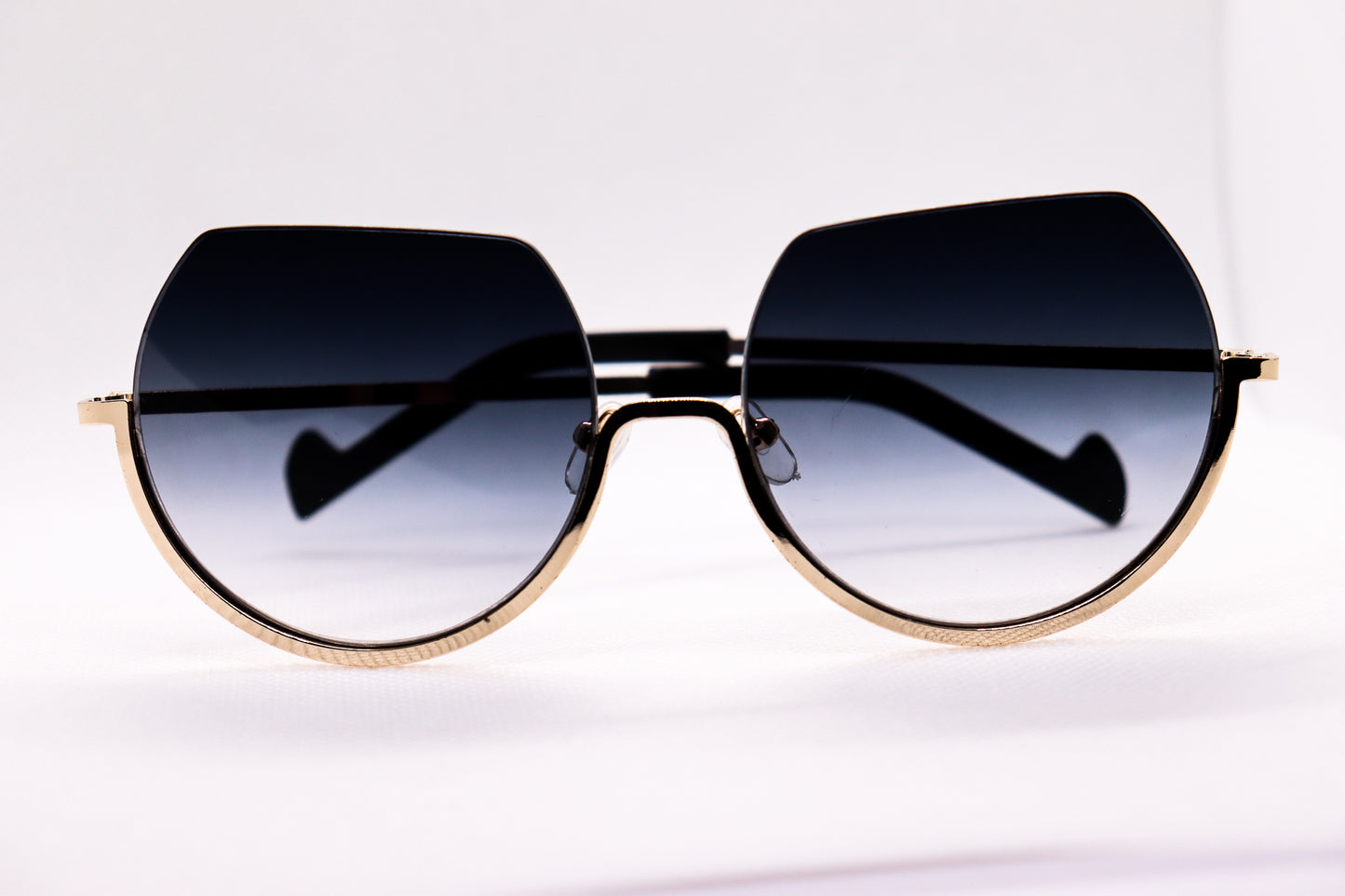 Inverted Rimmed Black Sunglasses - 2726 image 0