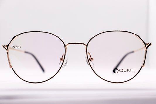 Oval Black & Gold Eyeglasses - 7408 image 0