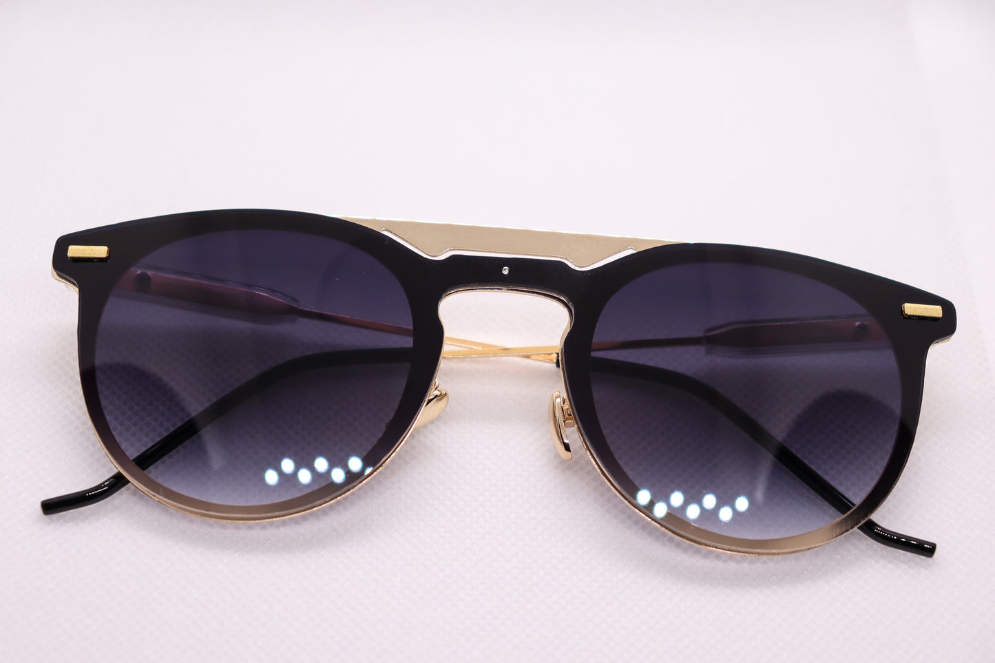 Double Bridged Black & Gold Sunglasses - 3680 image 8