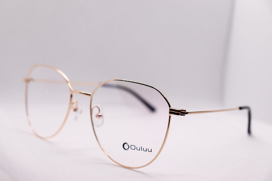 Semi Round Golden BlueCut Eyeglasses - 3061 image 1