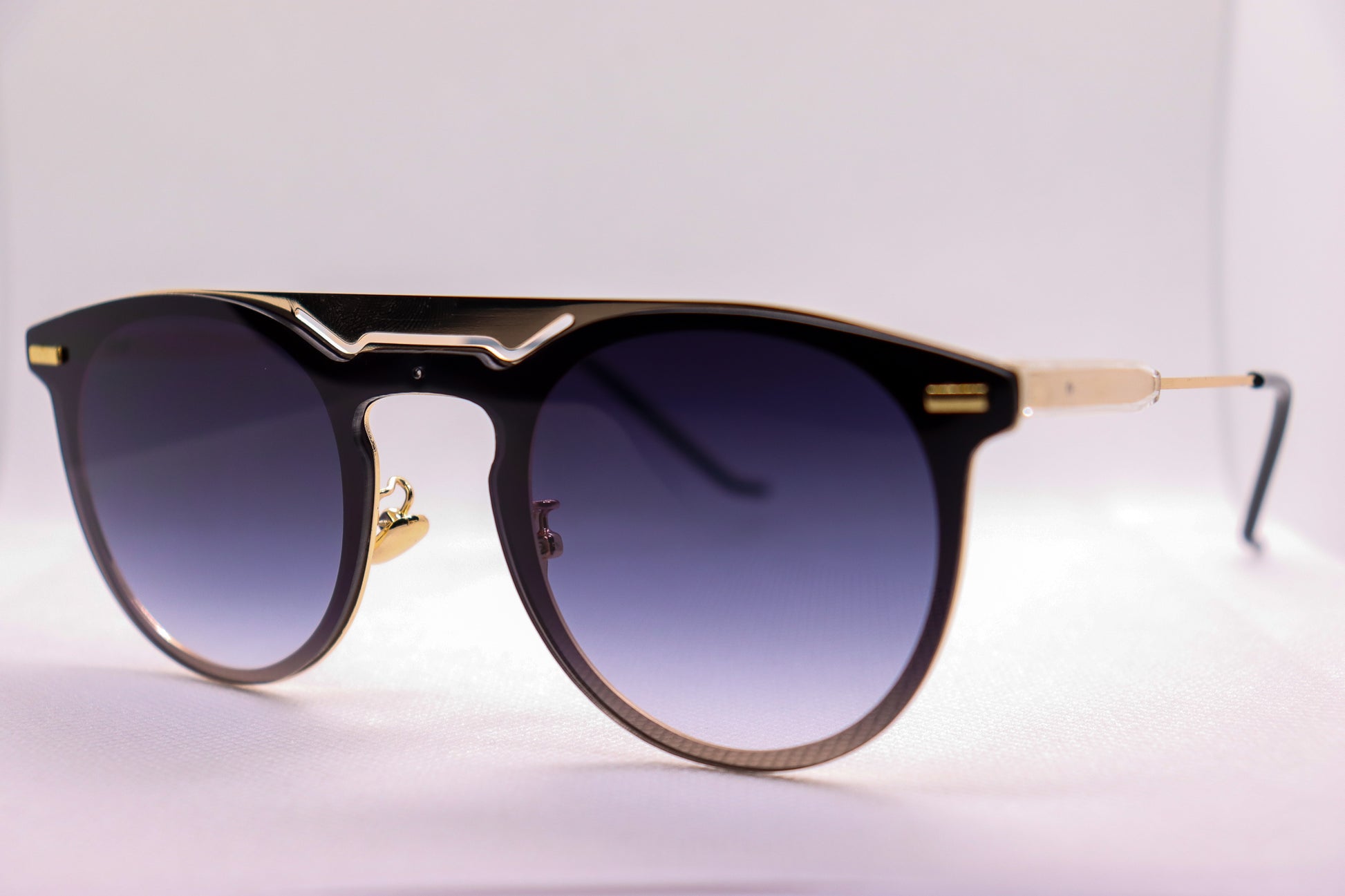 Double Bridged Black & Gold Sunglasses - 3680 image 2