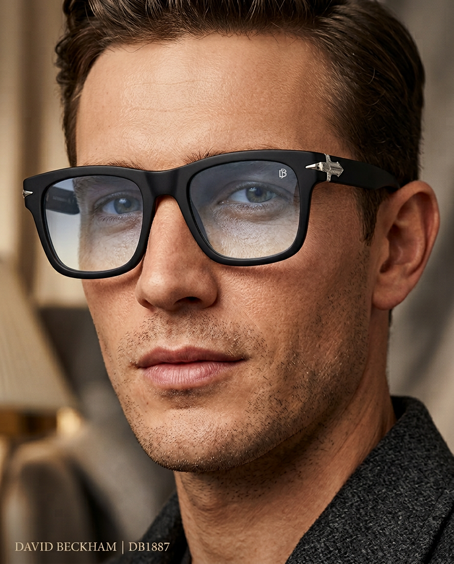 David Beckham Matt Black Square Sunglasses- DB1887