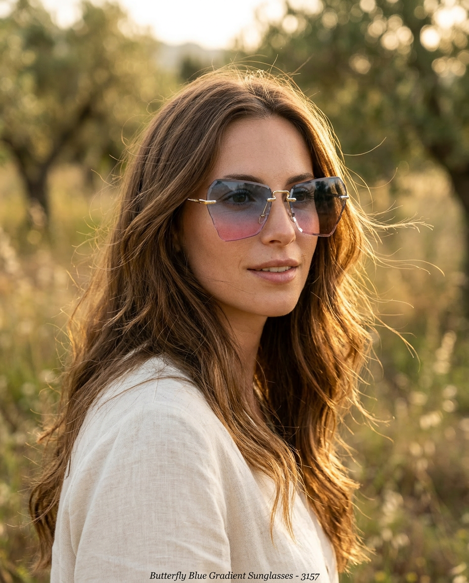 Butterfly Blue Gradient Sunglasses - 3157