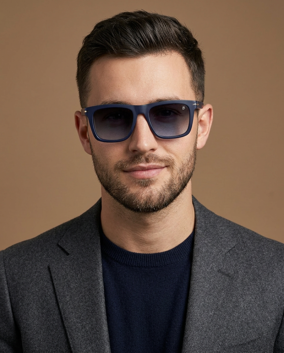 David Beckham Matte Blue Square Sunglasses- DB1887