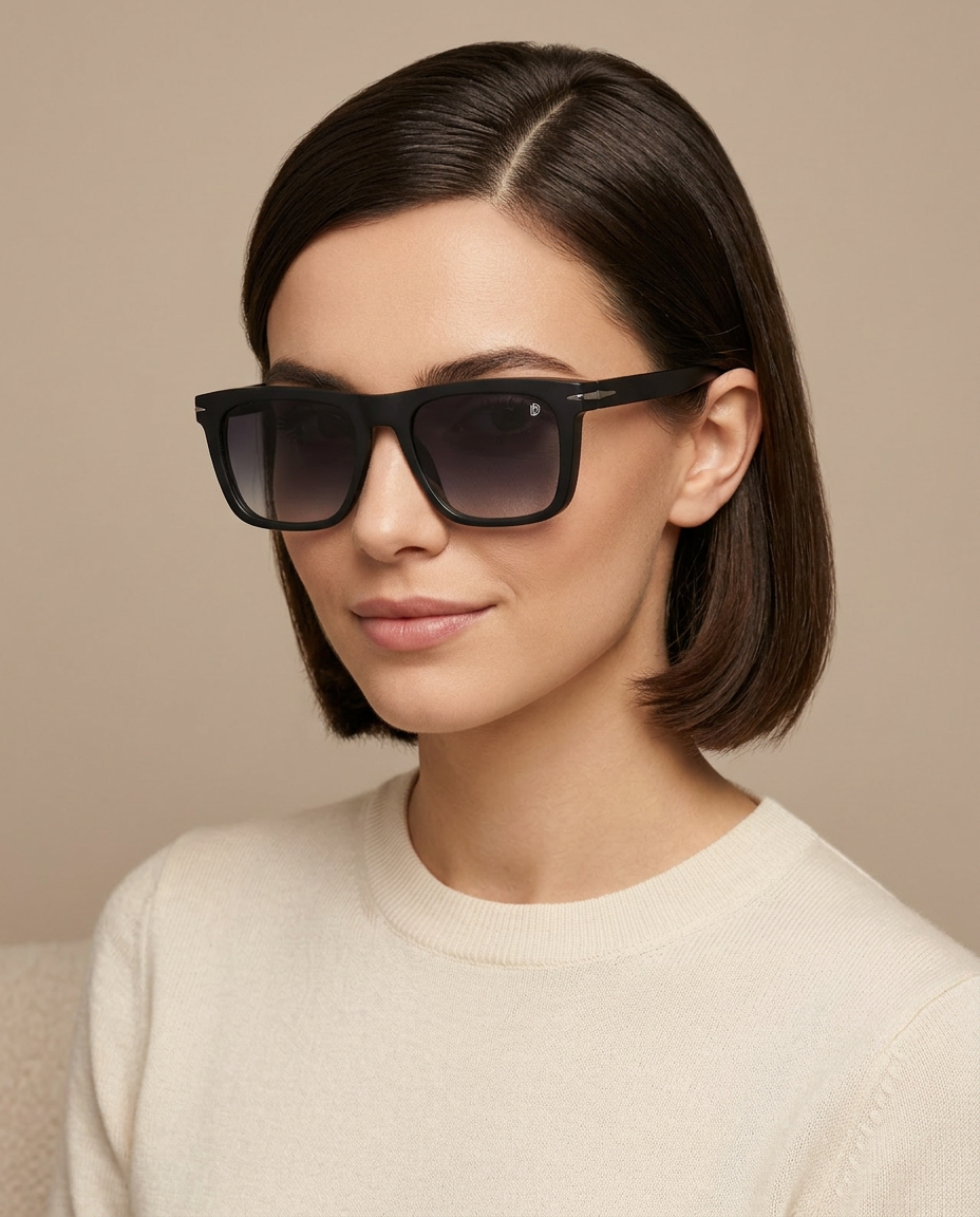 David Beckham Matt Black Square Sunglasses- DB1887