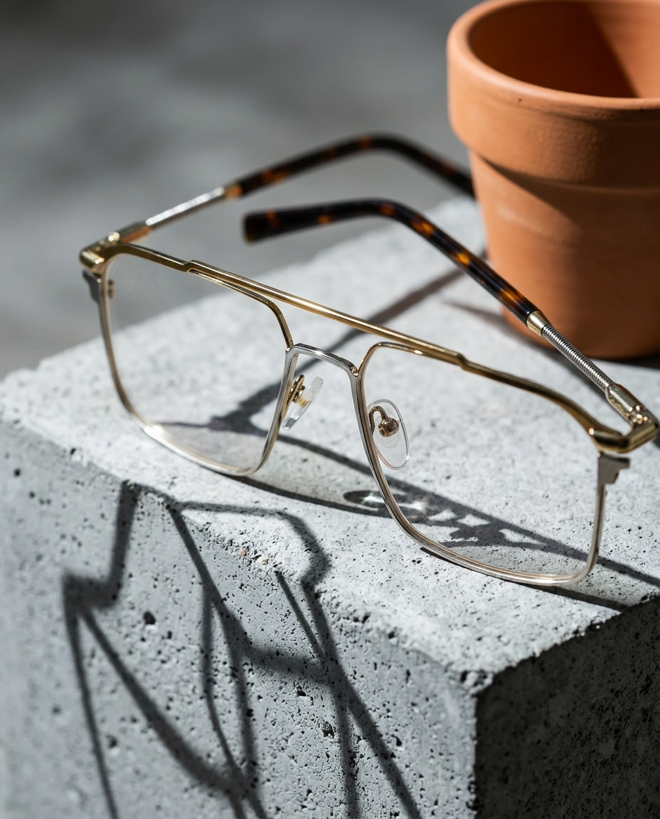 Cartier Golden & Silver Double Bridge Metal Frame 12594-J
