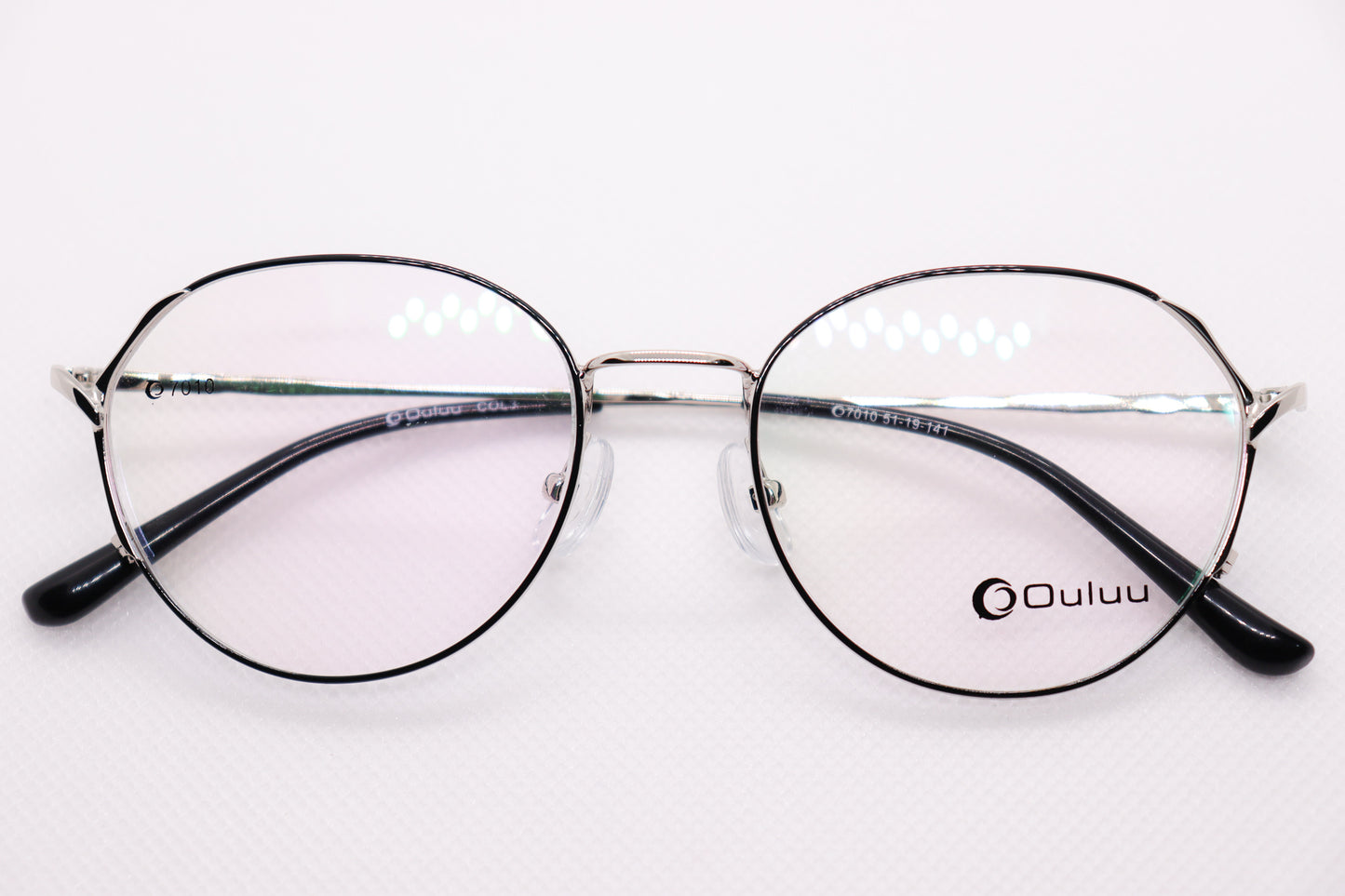 Oval Silver & Black Eyeglasses - 7408 image 5
