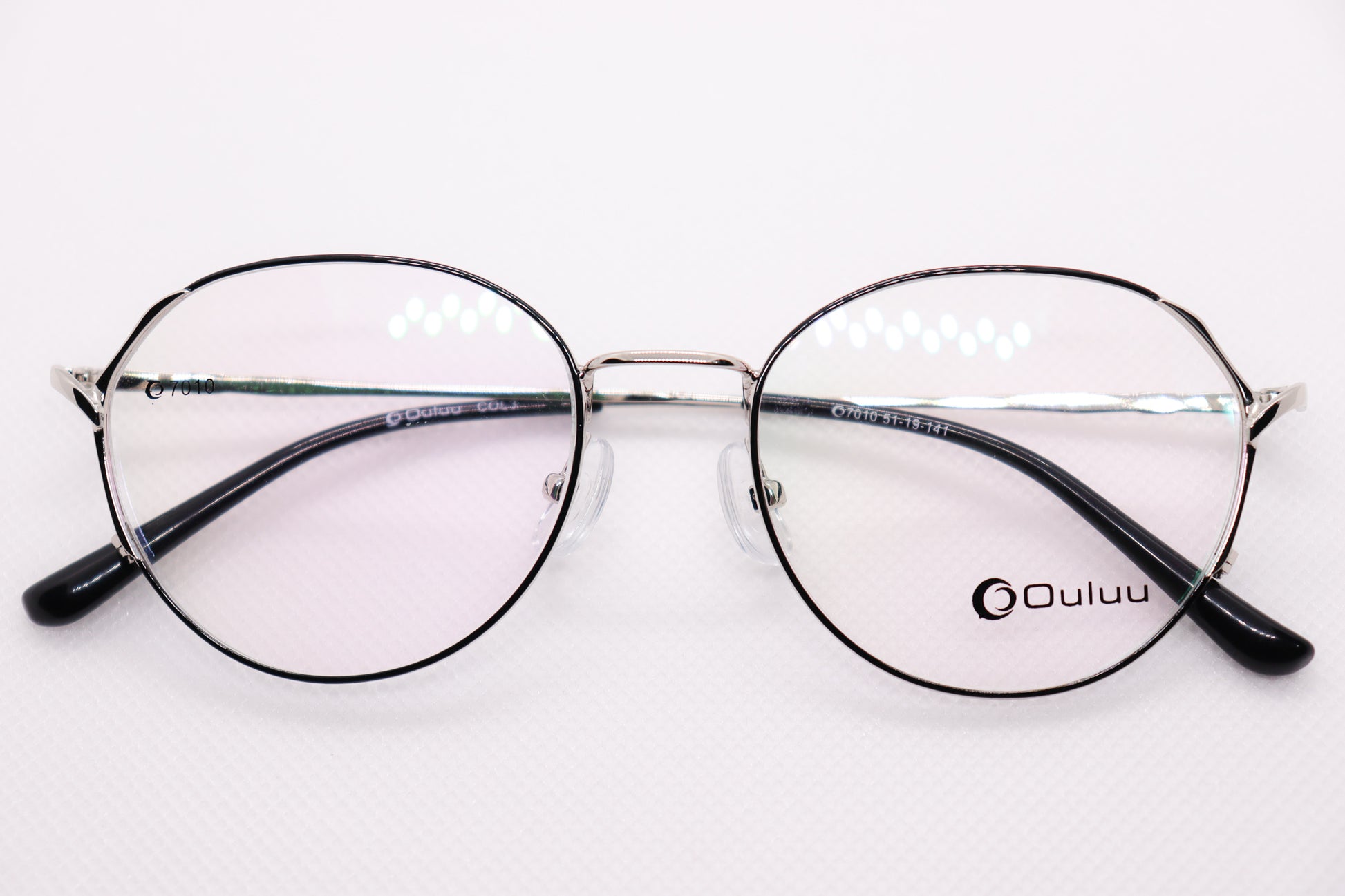Oval Silver & Black Eyeglasses - 7408 image 5