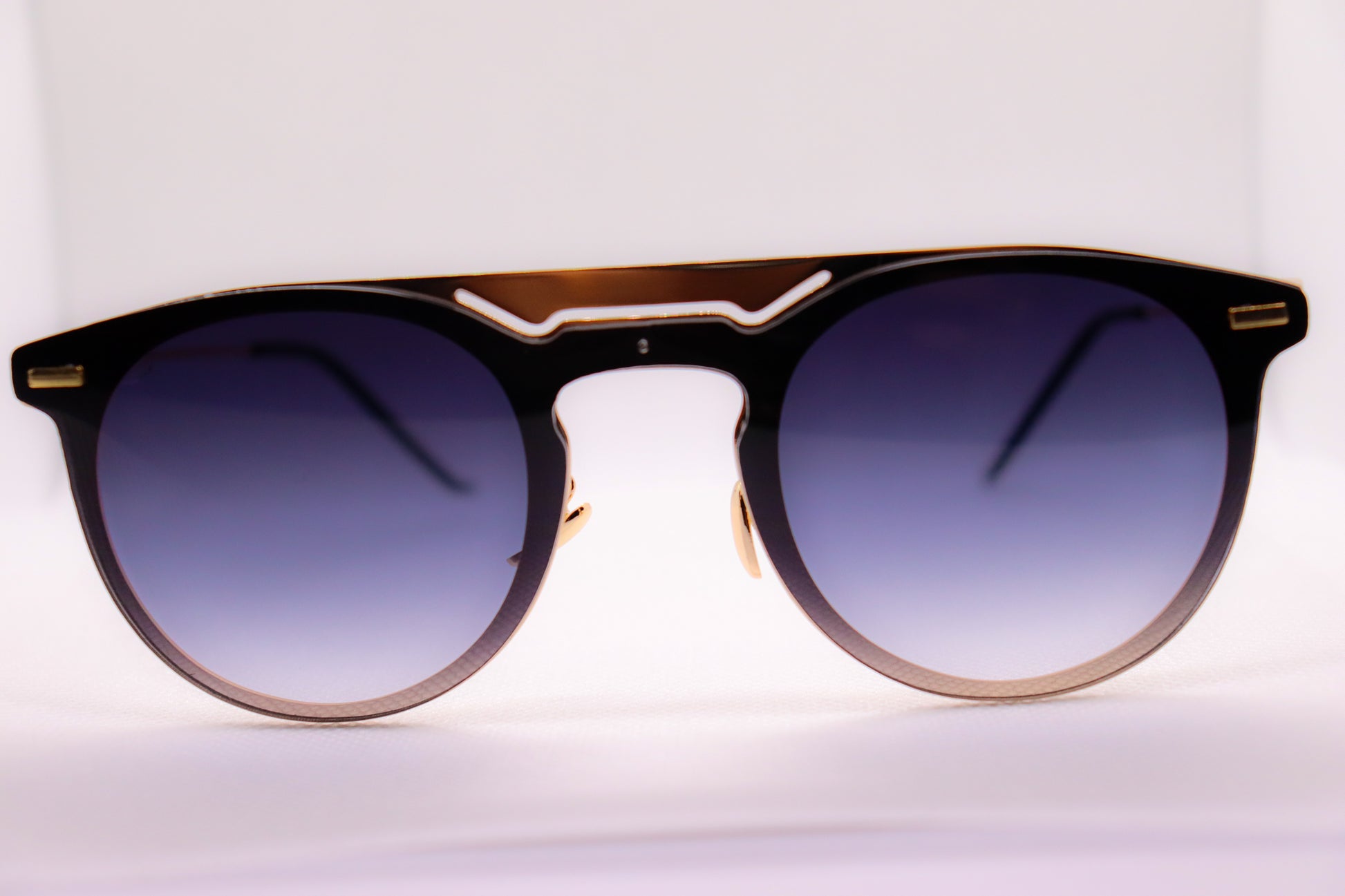 Double Bridged Black & Gold Sunglasses - 3680 image 1