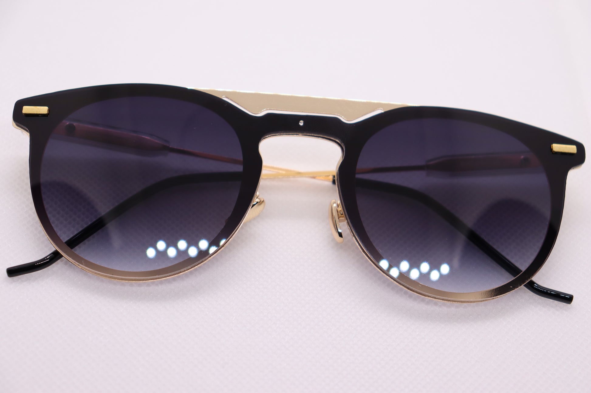 Double Bridged Black & Gold Sunglasses - 3680 image 9